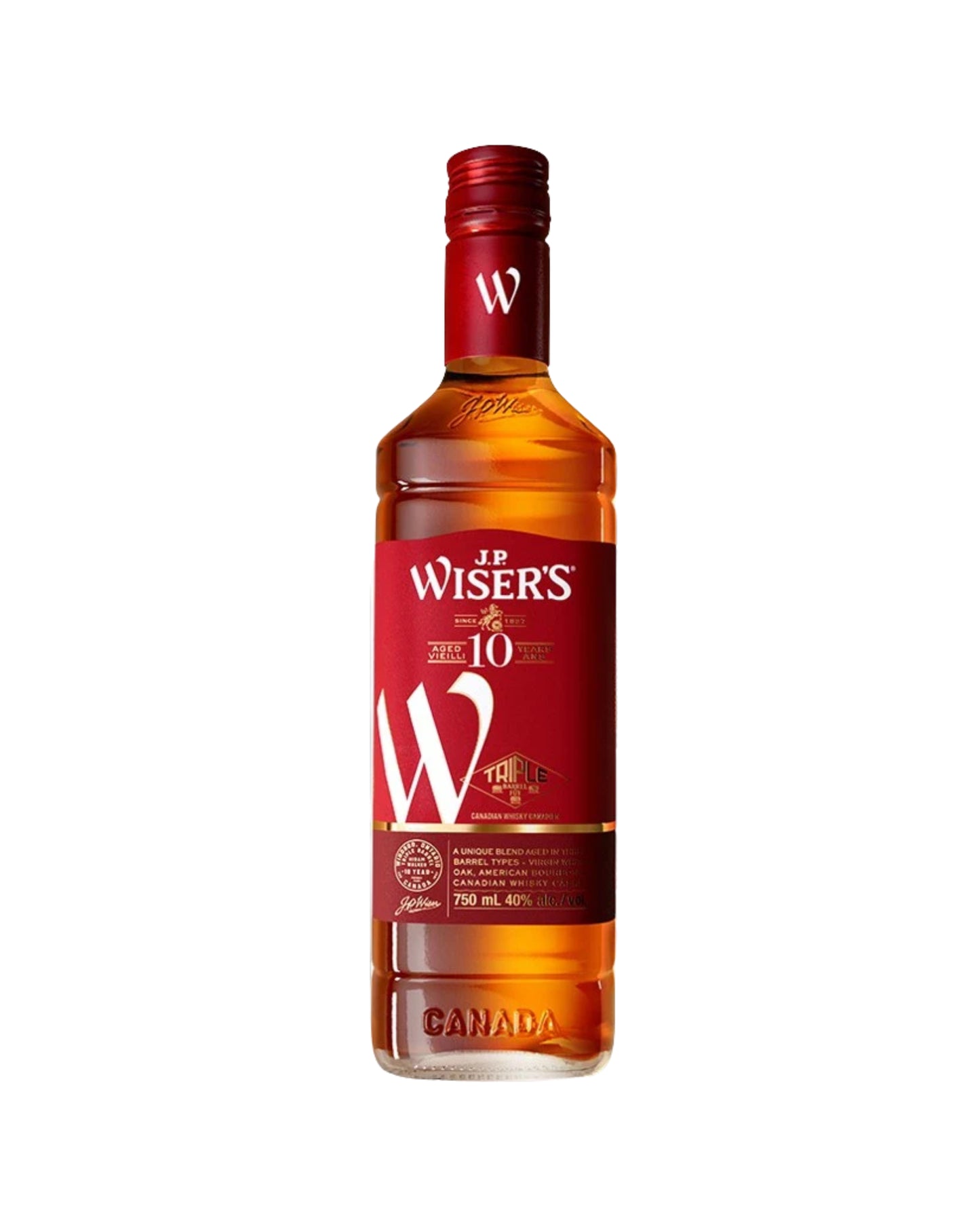J.P. Wiser's Triple Barrel 10 years Whisky - 700mL